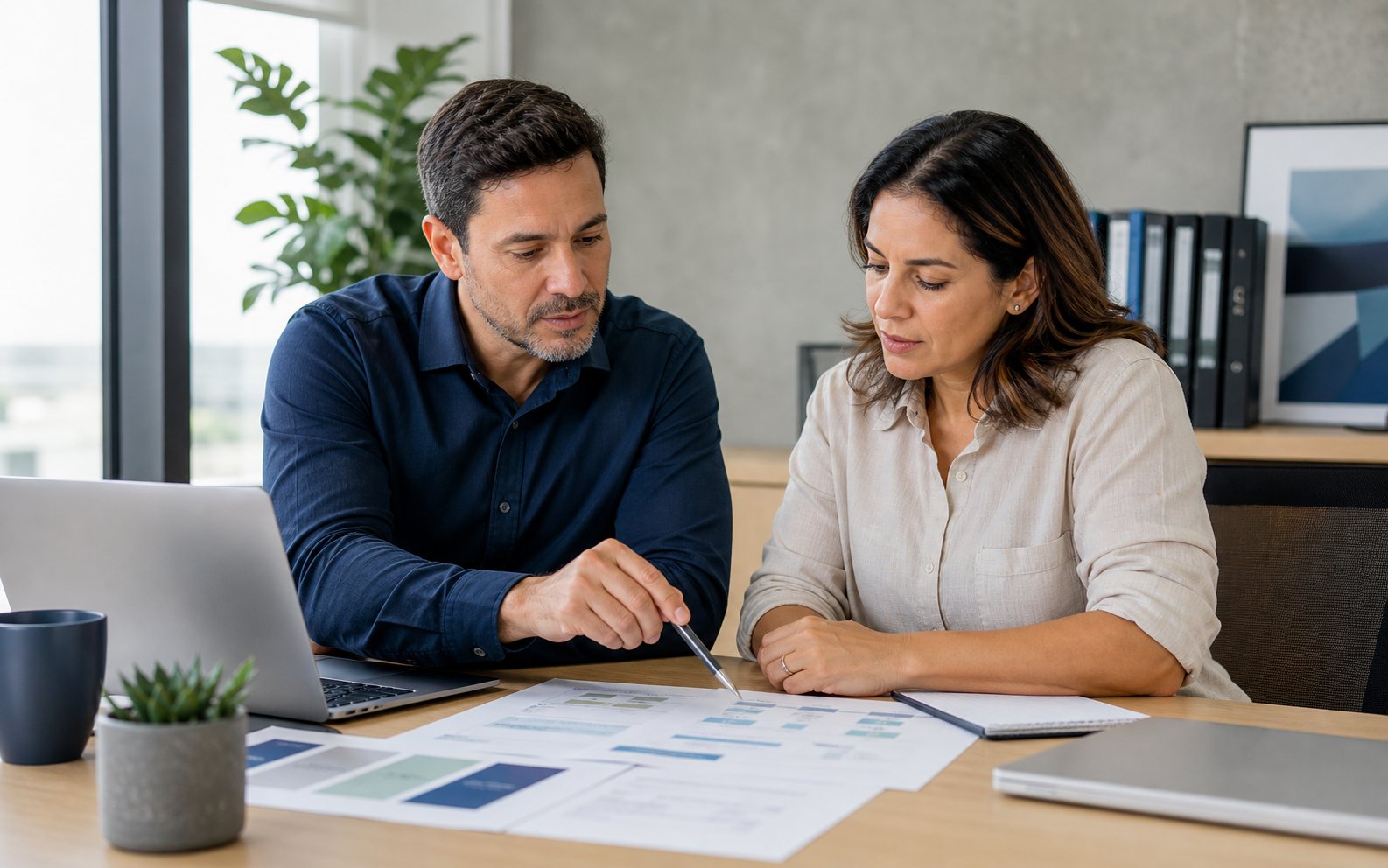 Consultor e empresária analisando um planejamento de tecnologia — imagem ilustrativa